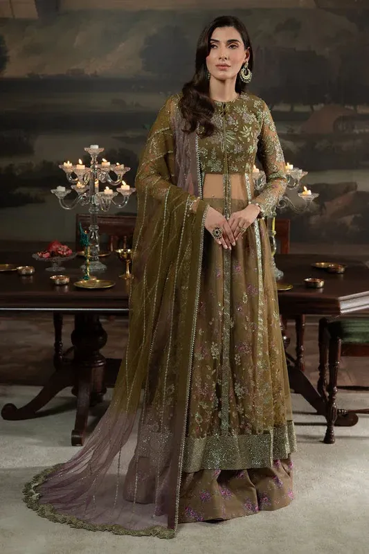 Nureh Elanora Formals 25 Olive Green Raw Silk – view 1 – Poshaq