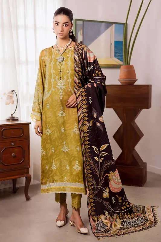 Nureh Linen Jacquard pear green Jacquard – view 1 – Poshaq