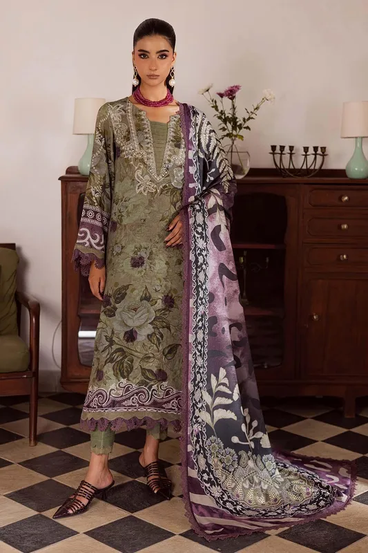 Nureh Linen Jacquard Thistle green Jacquard – view 1 – Poshaq