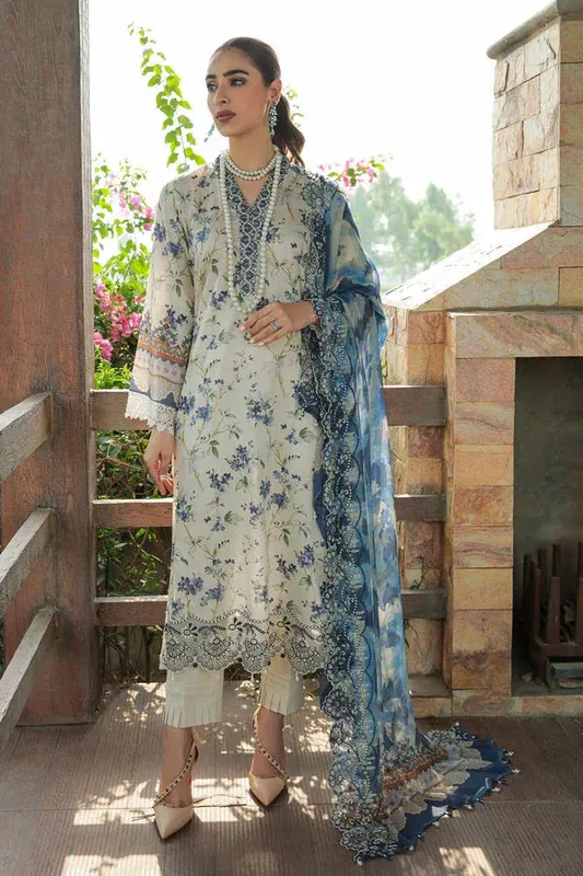 Nureh Gardenia 25 aqua blue Chiffon – view 1 – Poshaq