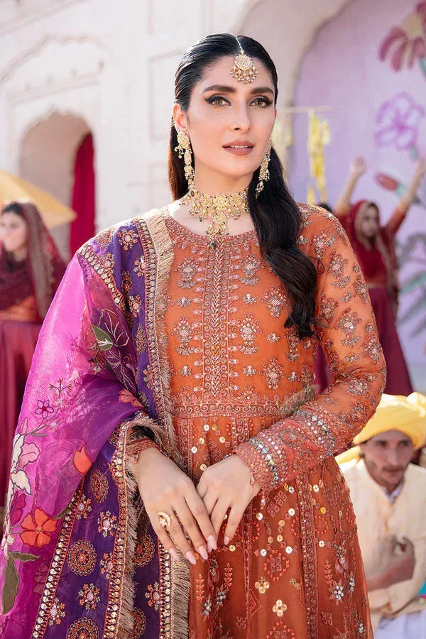 Nureh Jhoomro Formals Orange Cotton Silk – view 3 – Poshaq