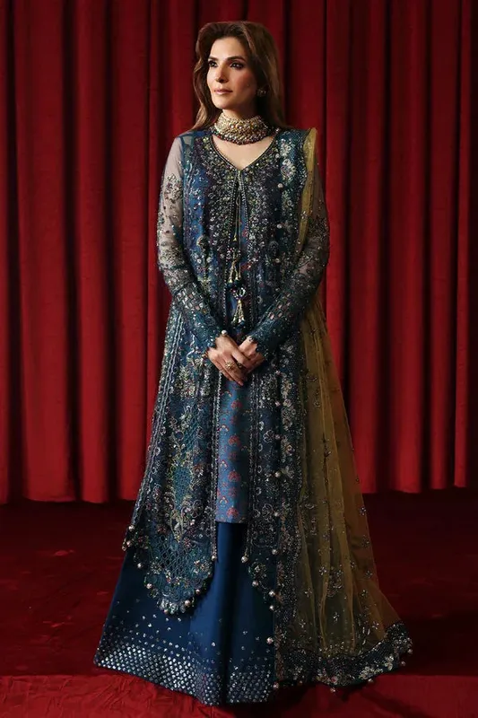 Nureh Jhoomro Formals Blue Raw Silk – view 1 – Poshaq