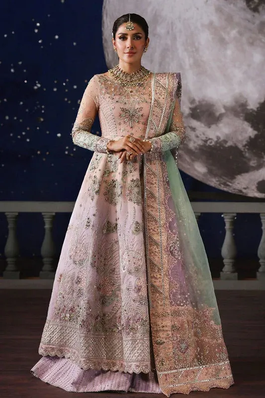 Nureh Jhoomro Formals Lilac Raw Silk – view 1 – Poshaq
