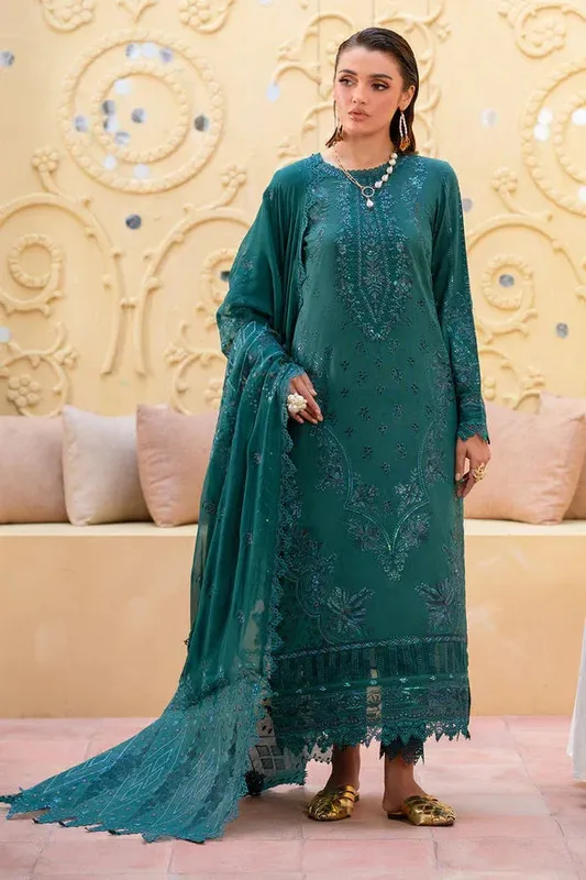 Nureh Karandi 25 Teal Chiffon – view 1 – Poshaq