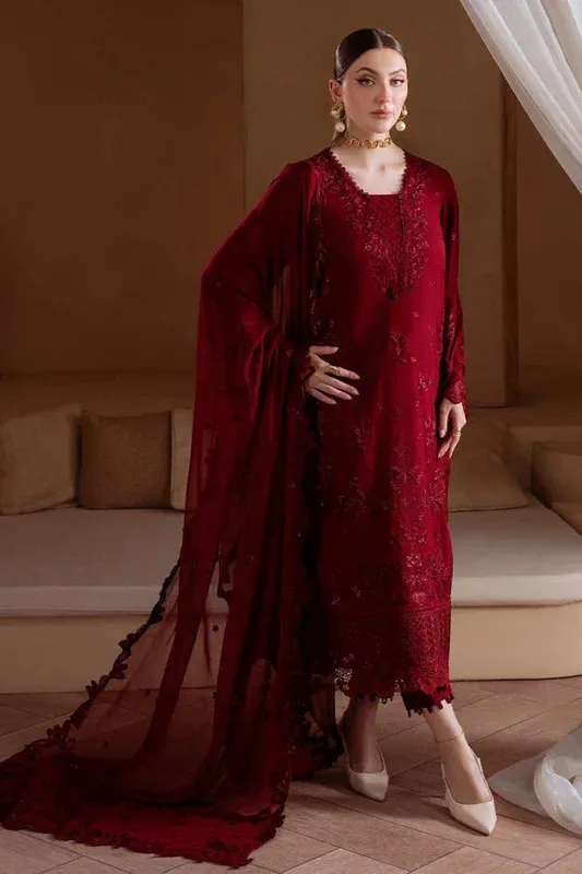 Nureh Karandi 25 Maroon Chiffon – view 1 – Poshaq