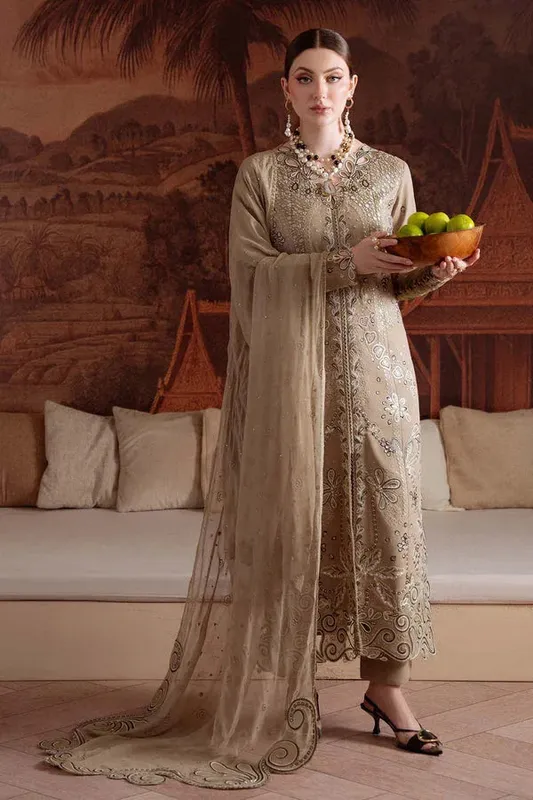 Nureh Karandi 25 Beige Chiffon – view 1 – Poshaq