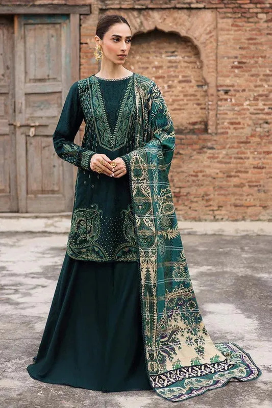Nureh Maya Linen 25 green Jacquard – view 1 – Poshaq