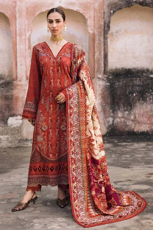 Nureh Maya Linen 25 orange Jacquard – view 1 – Poshaq