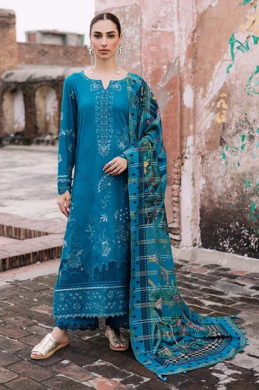 Nureh Maya Linen 25 blue Jacquard – view 1 – Poshaq
