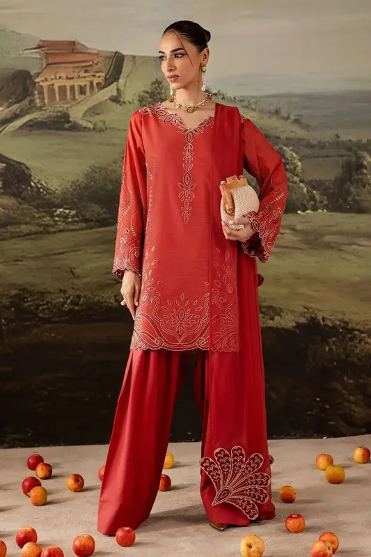 Nureh Shades of Winter Red Chiffon – view 1 – Poshaq
