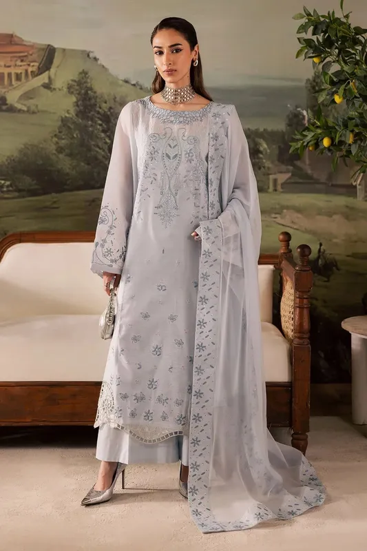Nureh Shades of Winter Light Gray Chiffon – view 1 – Poshaq