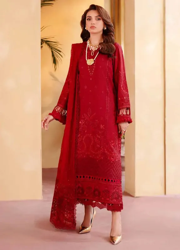 Nureh Exclusive Karandi Red Chiffon – view 1 – Poshaq