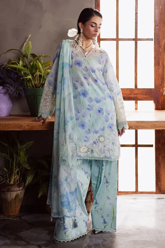 Nureh Amaya Formals Light Ferozi Chiffon – view 1 – Poshaq