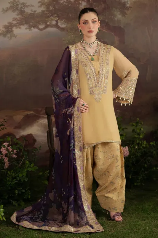 Nureh Amaya Formals Champagne Gold Raw Silk – view 1 – Poshaq