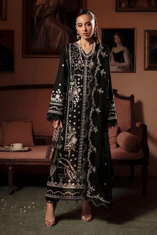 Nureh Feya Eid Collection Black Chiffon – view 1 – Poshaq