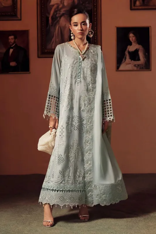 Nureh Feya Eid Collection Light Gray Chiffon – view 1 – Poshaq