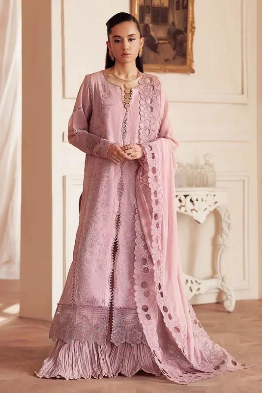 Nureh Feya Eid Collection Lilac Chiffon – view 1 – Poshaq