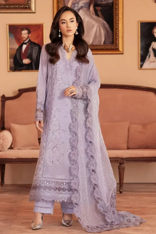 Nureh Feya Eid Collection Light Lavender Chiffon – view 1 – Poshaq