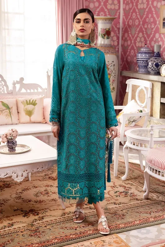 Nureh Maya Lawn Green Jacquard – view 1 – Poshaq