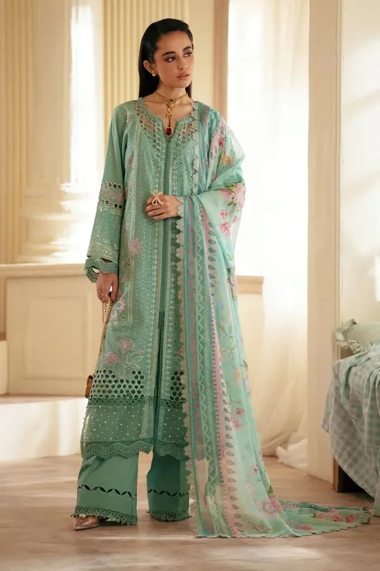 Nureh Maya Lawn Green Chiffon – view 1 – Poshaq