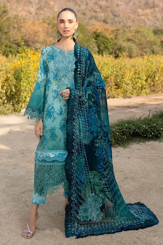 Nureh Bloom 25 Teal Green Chiffon – view 1 – Poshaq
