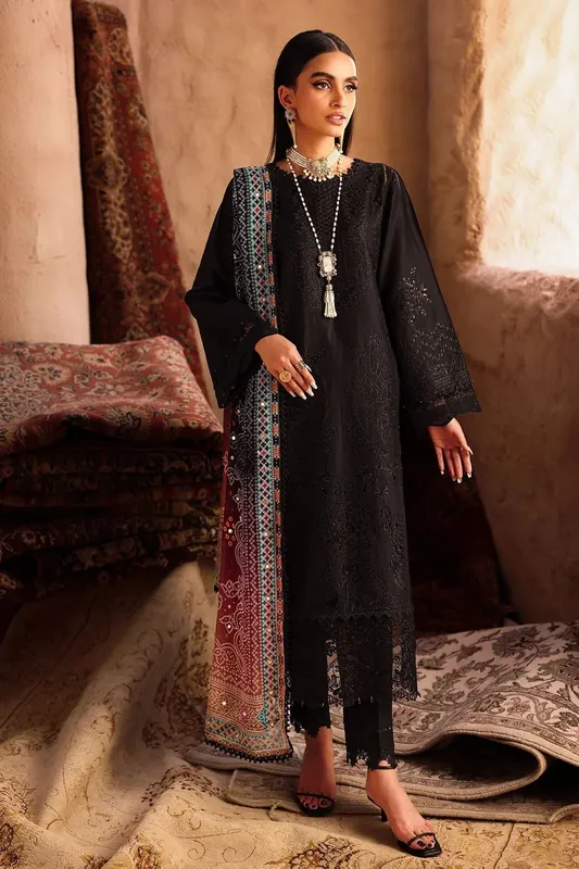 Nureh Bazaar Lawn Black Chiffon – view 1 – Poshaq