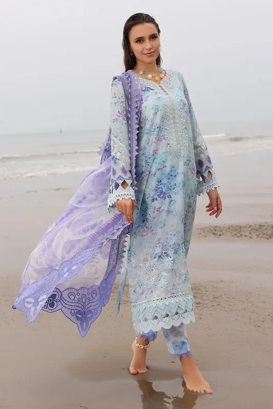 Nureh Gardenia Embroidered Lawn 25 Light Blue Chiffon – view 1 – Poshaq