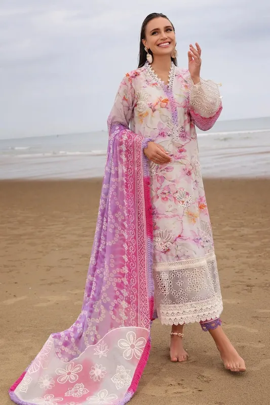 Nureh Gardenia Embroidered Lawn 25 Ivory Chiffon – view 1 – Poshaq