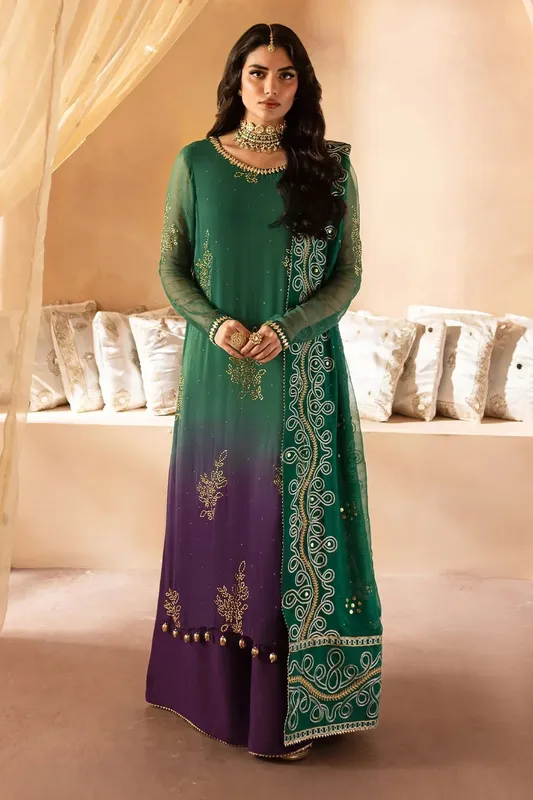 Nureh Mukeshkari Formals Purple Organza – view 1 – Poshaq