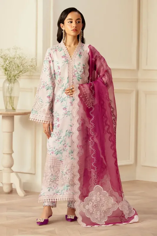 Nureh Feya Eid Lawn Lavender Pinocchio Organza – view 1 – Poshaq
