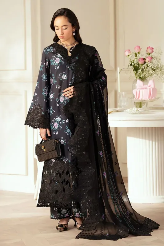 Nureh Feya Eid Lawn Black Chiffon – view 1 – Poshaq