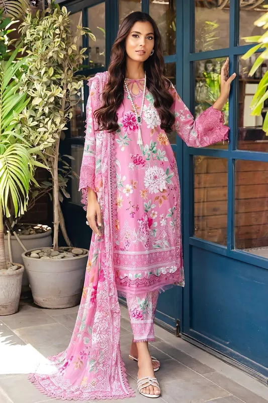 Nureh Glam Girl Lawn Pink Chiffon – view 1 – Poshaq