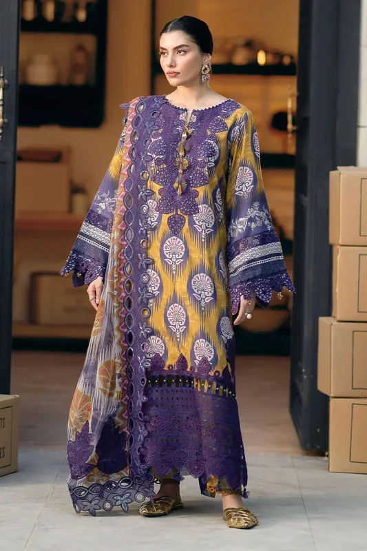 Nureh Glam Girl Lawn Purple Chiffon – view 1 – Poshaq