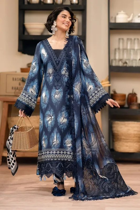 Nureh Glam Girl Lawn Navy Blue Chiffon – view 1 – Poshaq