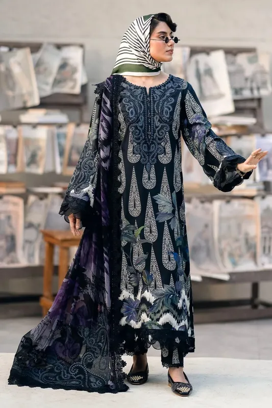 Nureh Glam Girl Lawn Navy Blue Chiffon – view 1 – Poshaq