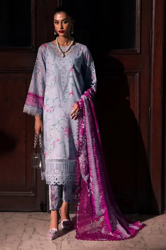 Nureh Glam Girl Lawn Lavender Chiffon – view 1 – Poshaq