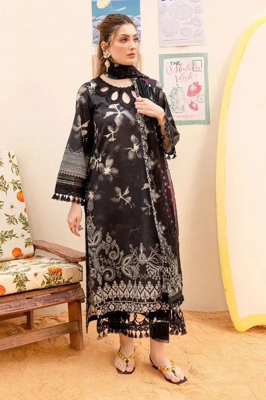 Nureh Gardenia Lawn 25 Black Chiffon – view 1 – Poshaq