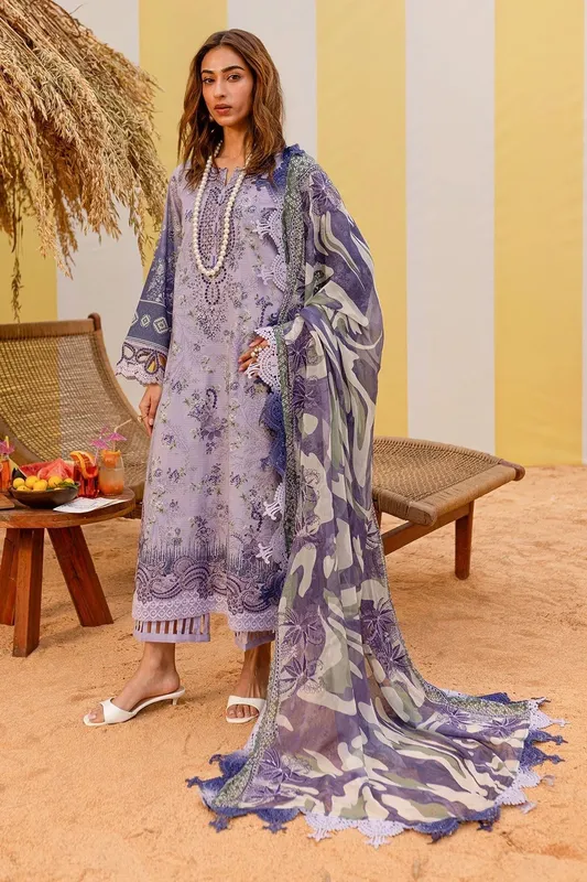 Nureh Gardenia Lawn 25 Purple Gray Chiffon – view 1 – Poshaq