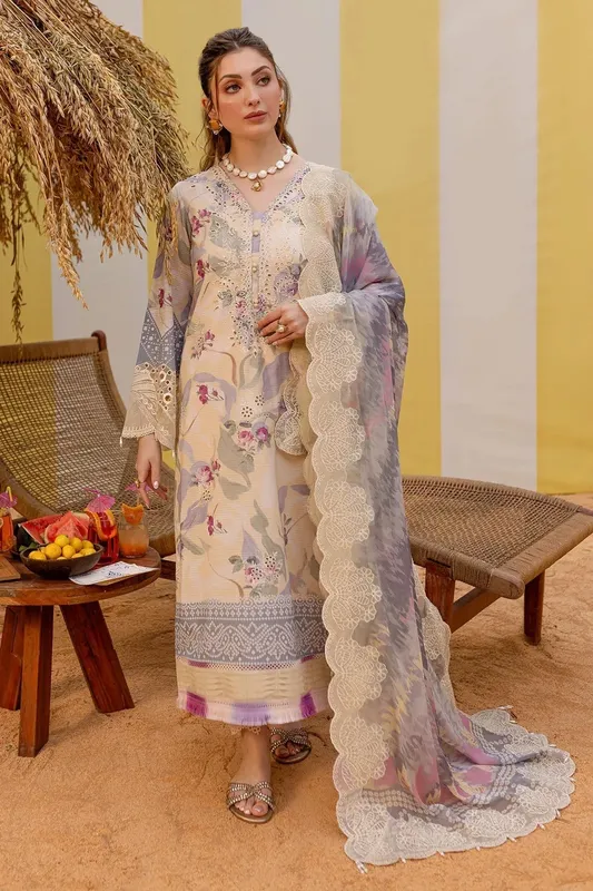 Nureh Gardenia Lawn 25 Beige Chiffon – view 1 – Poshaq