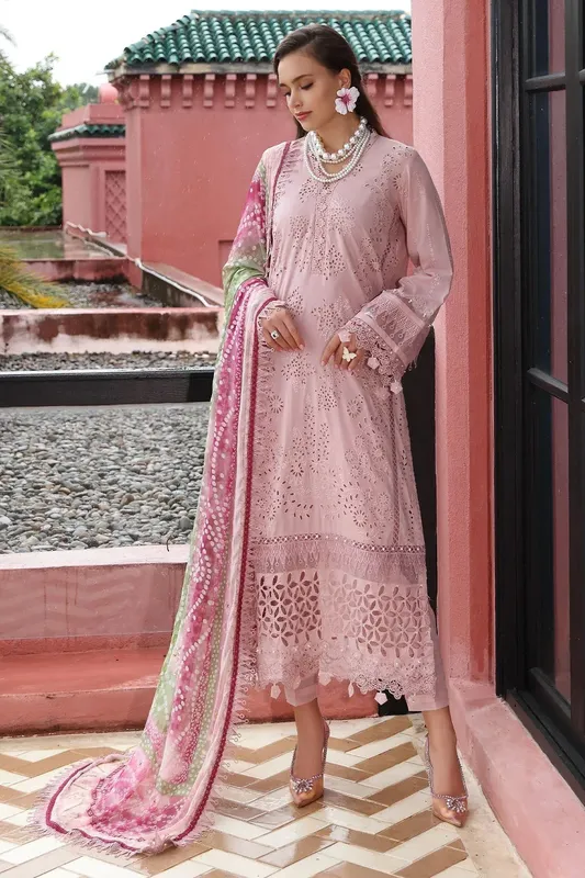 Nureh Bazaar Lawn 25 Light Pink Chiffon – view 1 – Poshaq