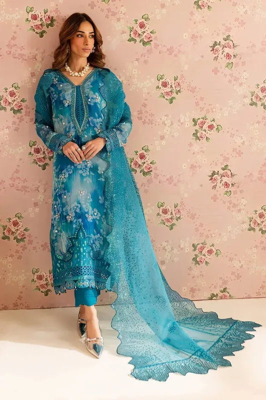 Nureh Ballerina Formals Sky Blue Organza – view 1 – Poshaq