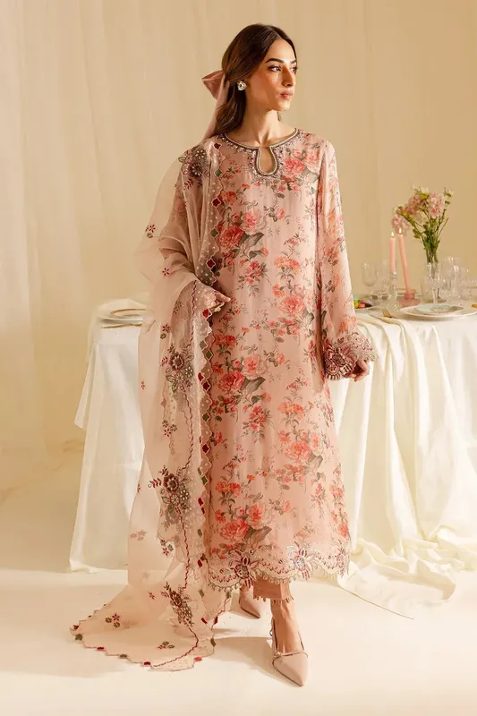 Nureh Ballerina Formals Pale Peach Organza – view 1 – Poshaq