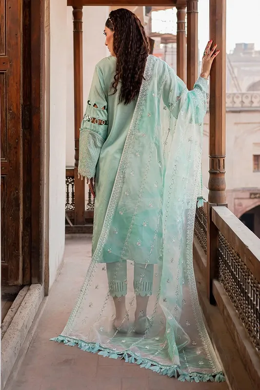 Nureh Lawn Jacquard Mint Jacquard – view 1 – Poshaq