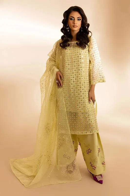Nureh Tiny Twinkles Yellow Raw Silk – view 1 – Poshaq