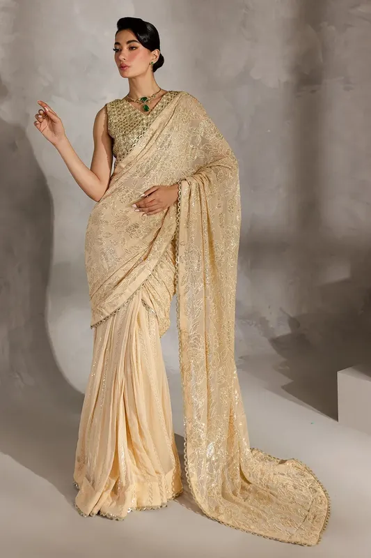 Nureh Wedding Formals 24 Beige Organza – view 1 – Poshaq