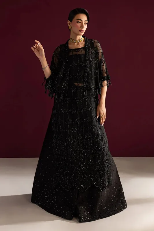 Nureh Wedding Formals 24 Black Raw Silk – view 1 – Poshaq
