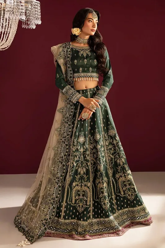Nureh Wedding Formals 24 Bottle Green Silk – view 1 – Poshaq