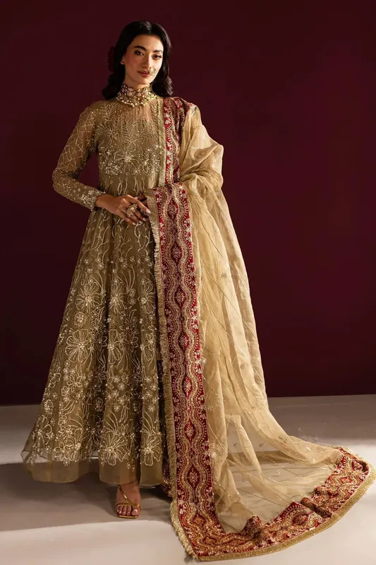 Nureh Wedding Formals 24 Dull Brown Raw Silk – view 1 – Poshaq