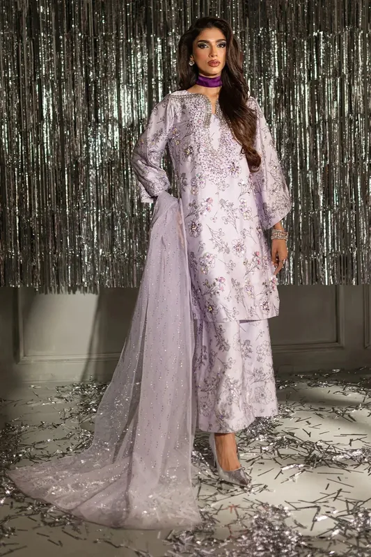 Nureh Tiny Twinkles Light Lavender Organza – view 1 – Poshaq