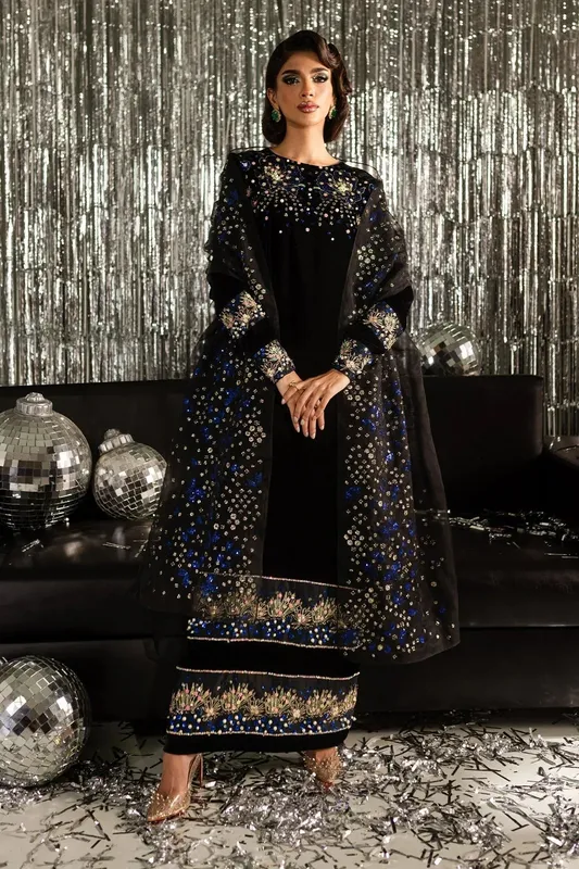 Nureh Tiny Twinkles Black Organza – view 1 – Poshaq